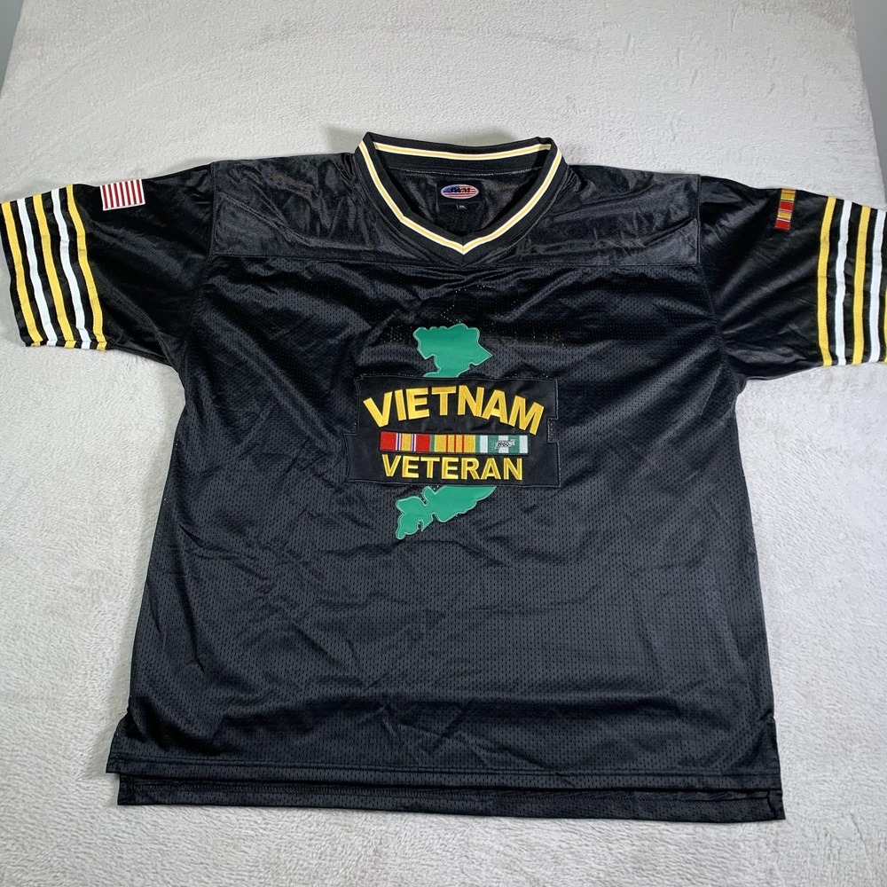 IWM Vietnam Veteran Shirt Mens 2XL Black Patriotic Mesh Double Sided Graphic Tee